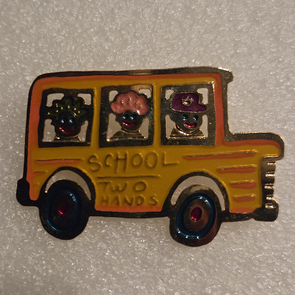 Yellow Enamel School Bus Brooch Pin - Unbranded
